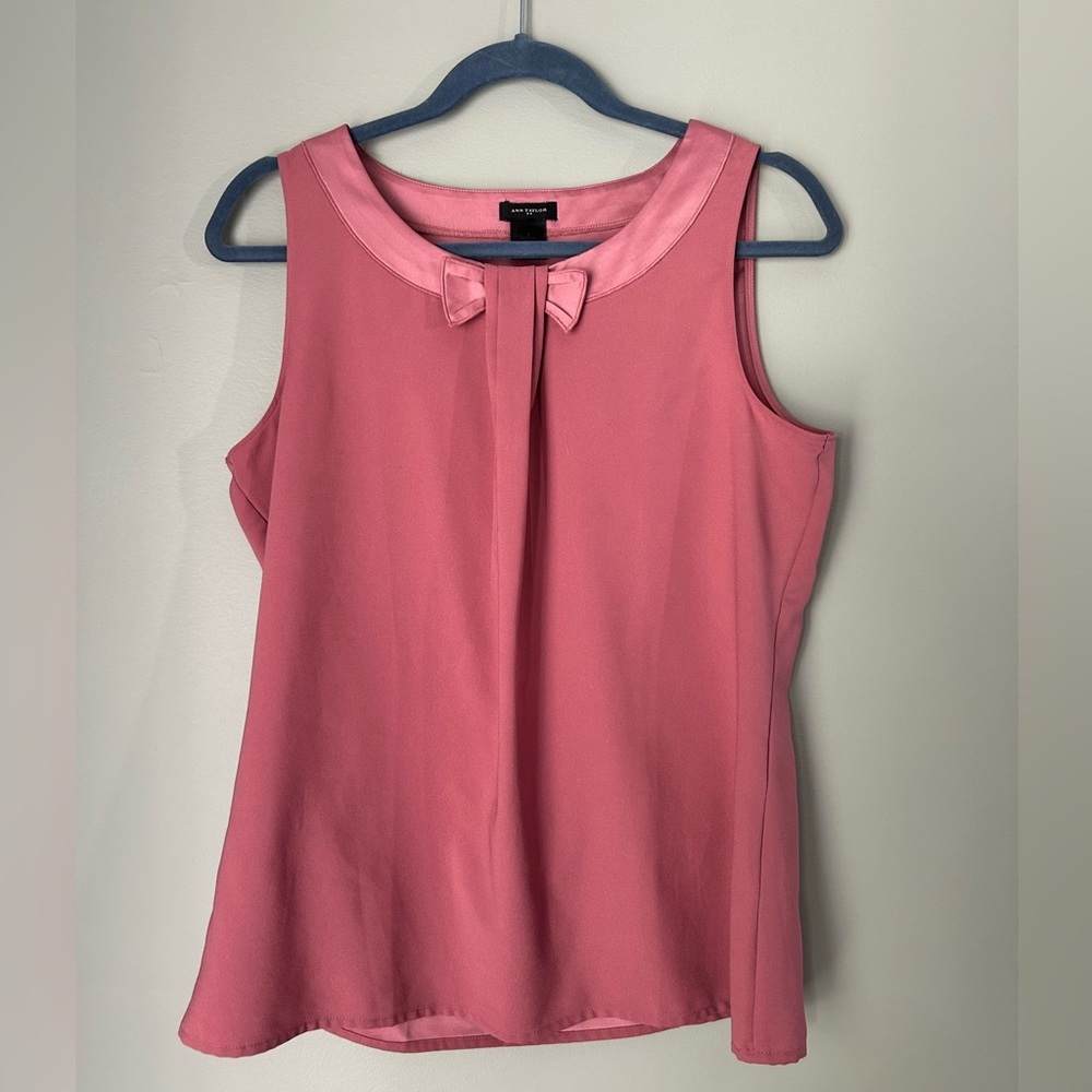 Ann Taylor Rose Sleeveless Blouse with Bow Detail